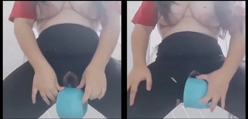 Em sục chim với cán ca nhựa
